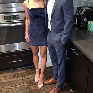 Navy backless sparkle dress